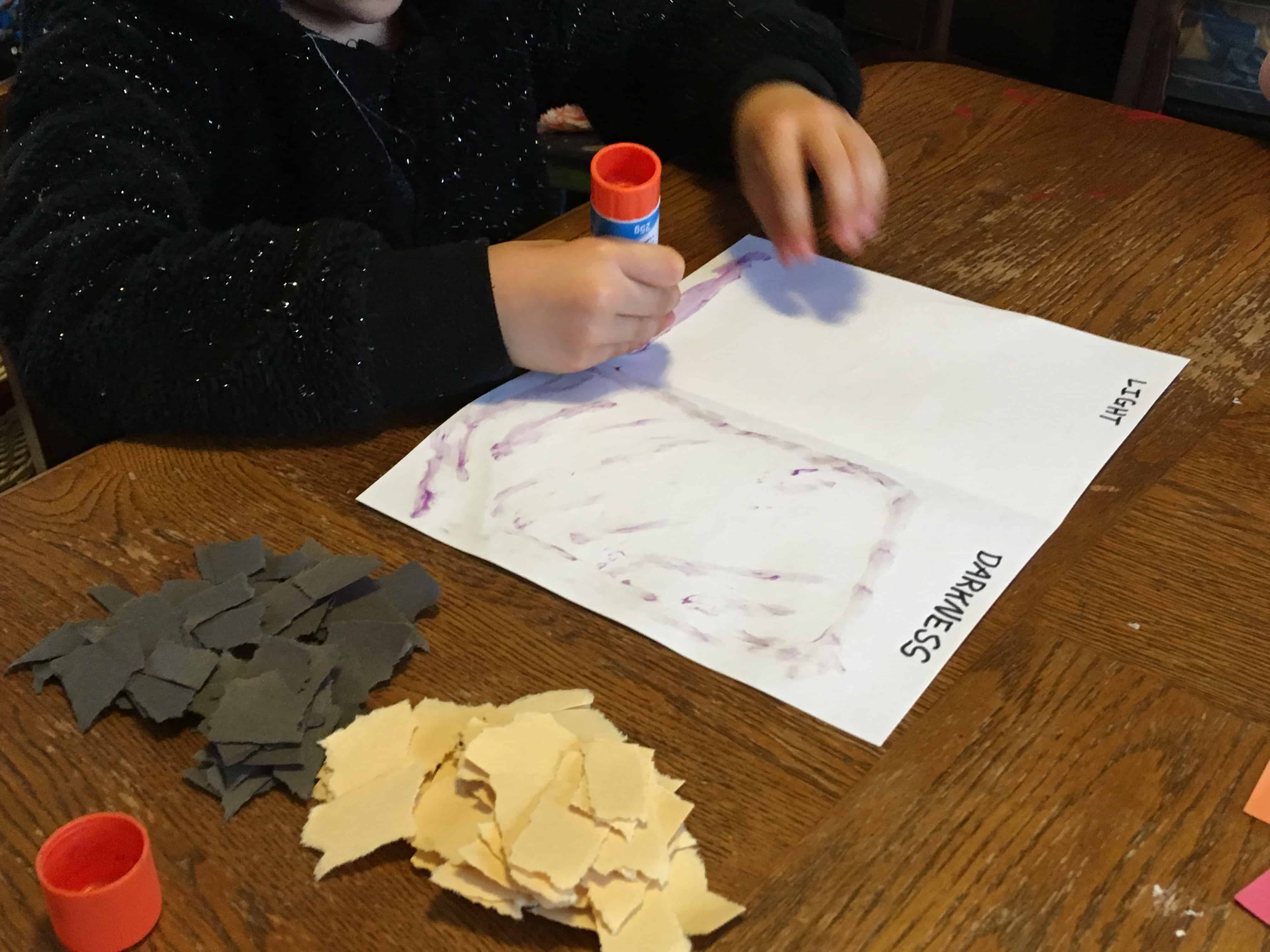 light and darkness creation craft for preschoolers