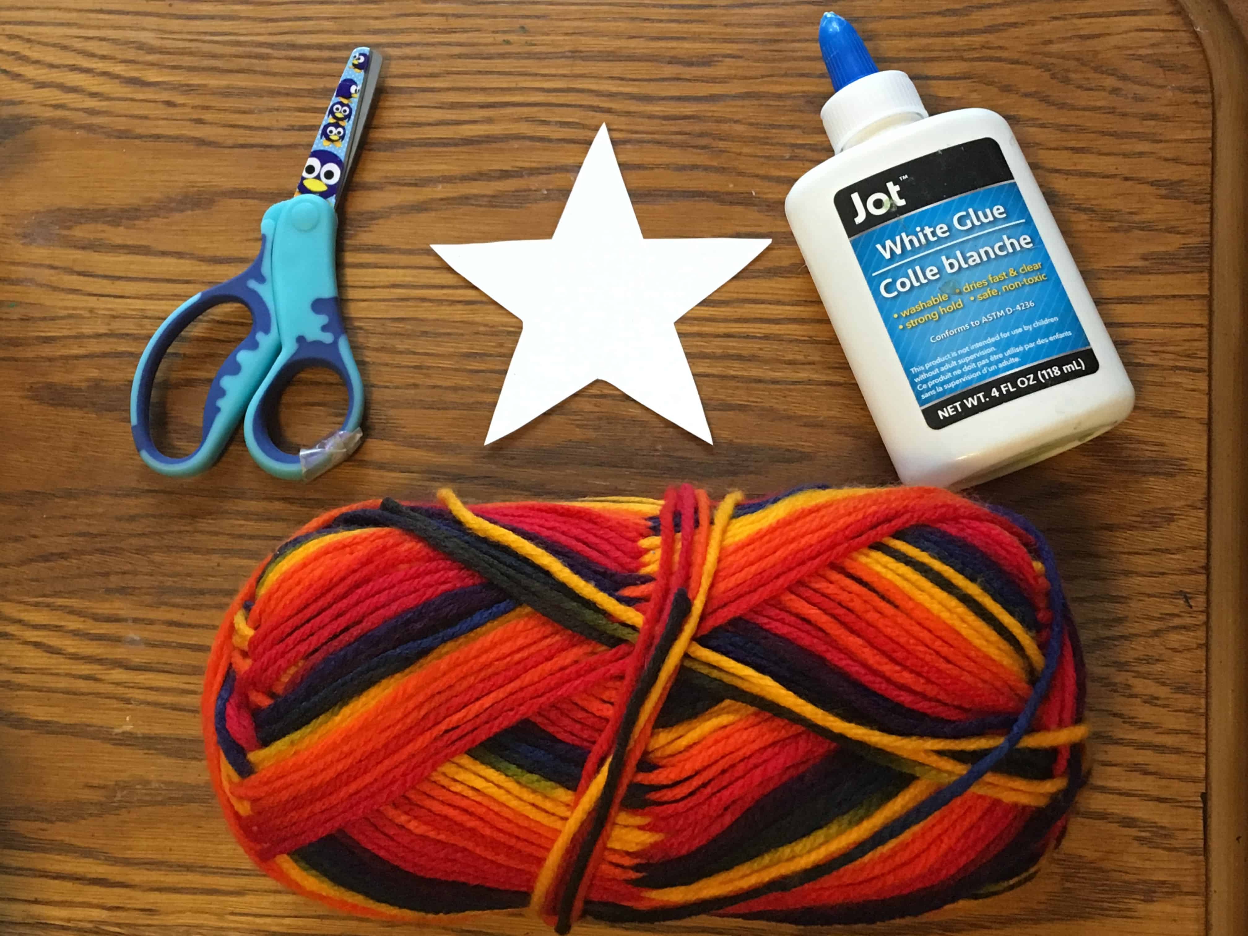 yarn wrapped star preschool craft