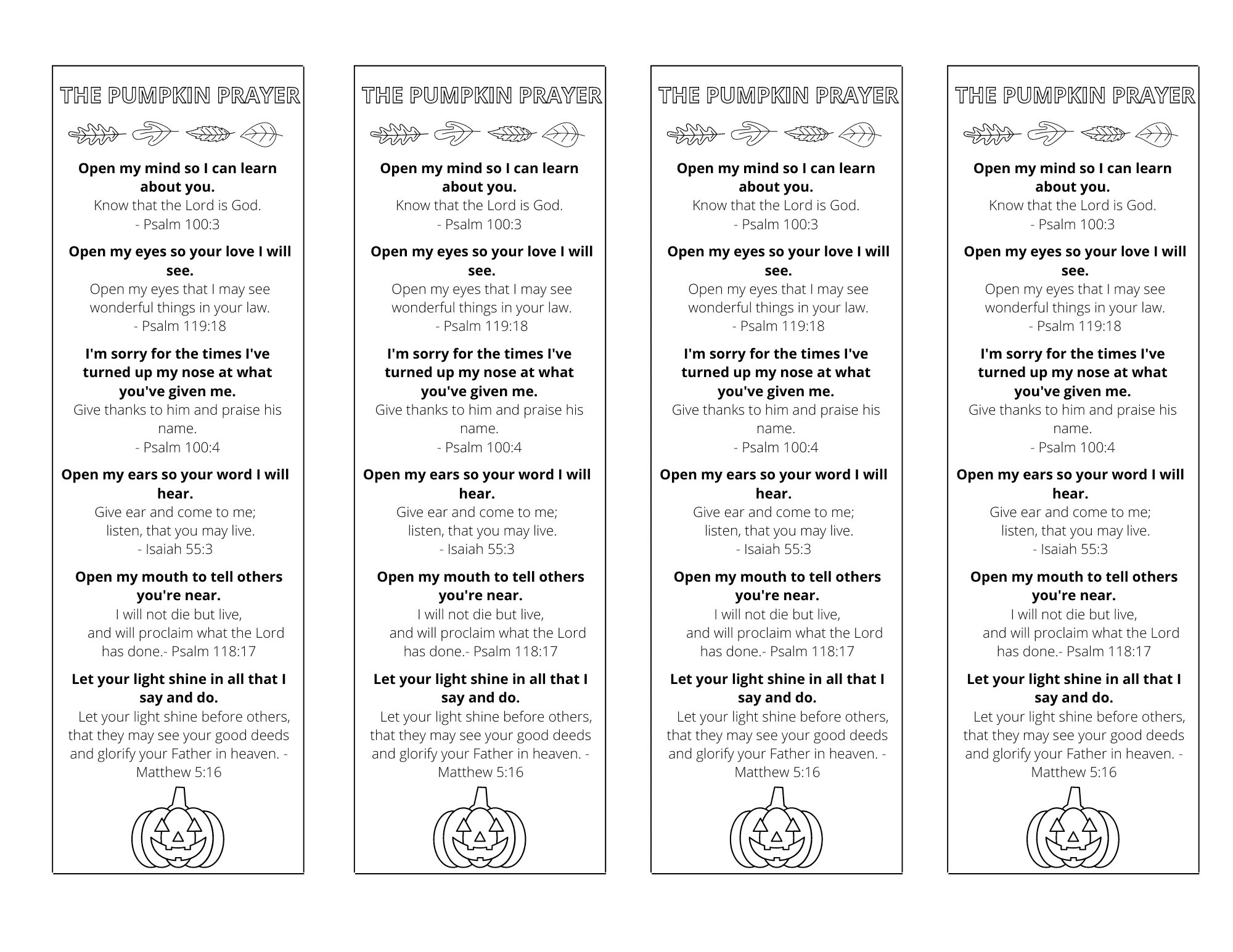 The Pumpkin Prayer | Poem + Bible Verses + Printables - Out Upon the Waters