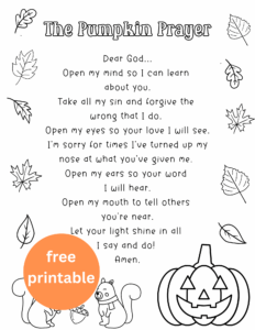 pumpkin prayer coloring sheet
