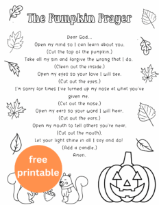 pumpkin prayer pumpkin carving activity for kids