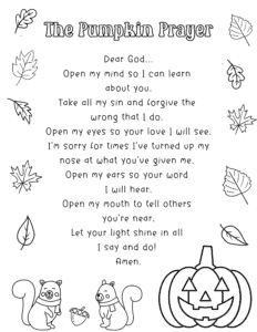 The Pumpkin Prayer printable coloring page