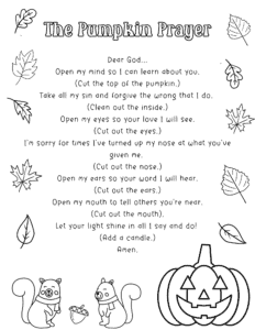 the pumpkin prayer color page free printable