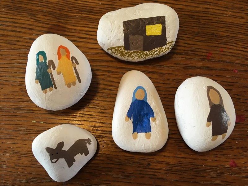 DIY nativity story stones