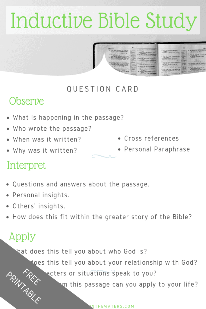 Inductive Bible Study Guide Out Upon The Waters