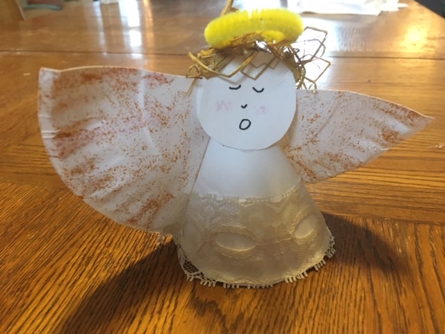 stand up paper plate angel craft for kids