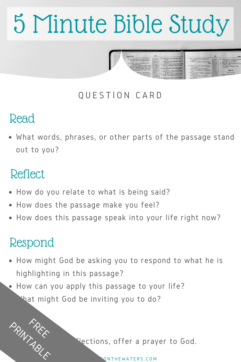 5 Minute Bible Study Question Card