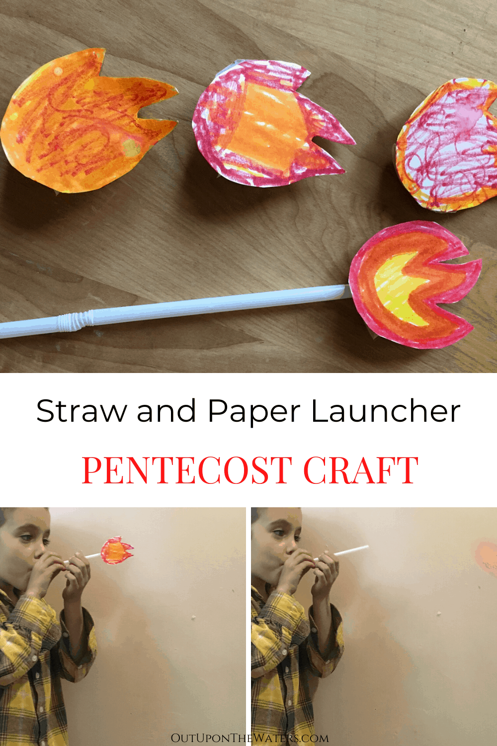Straw and Paper Launcher Pentecost Craft for Kids