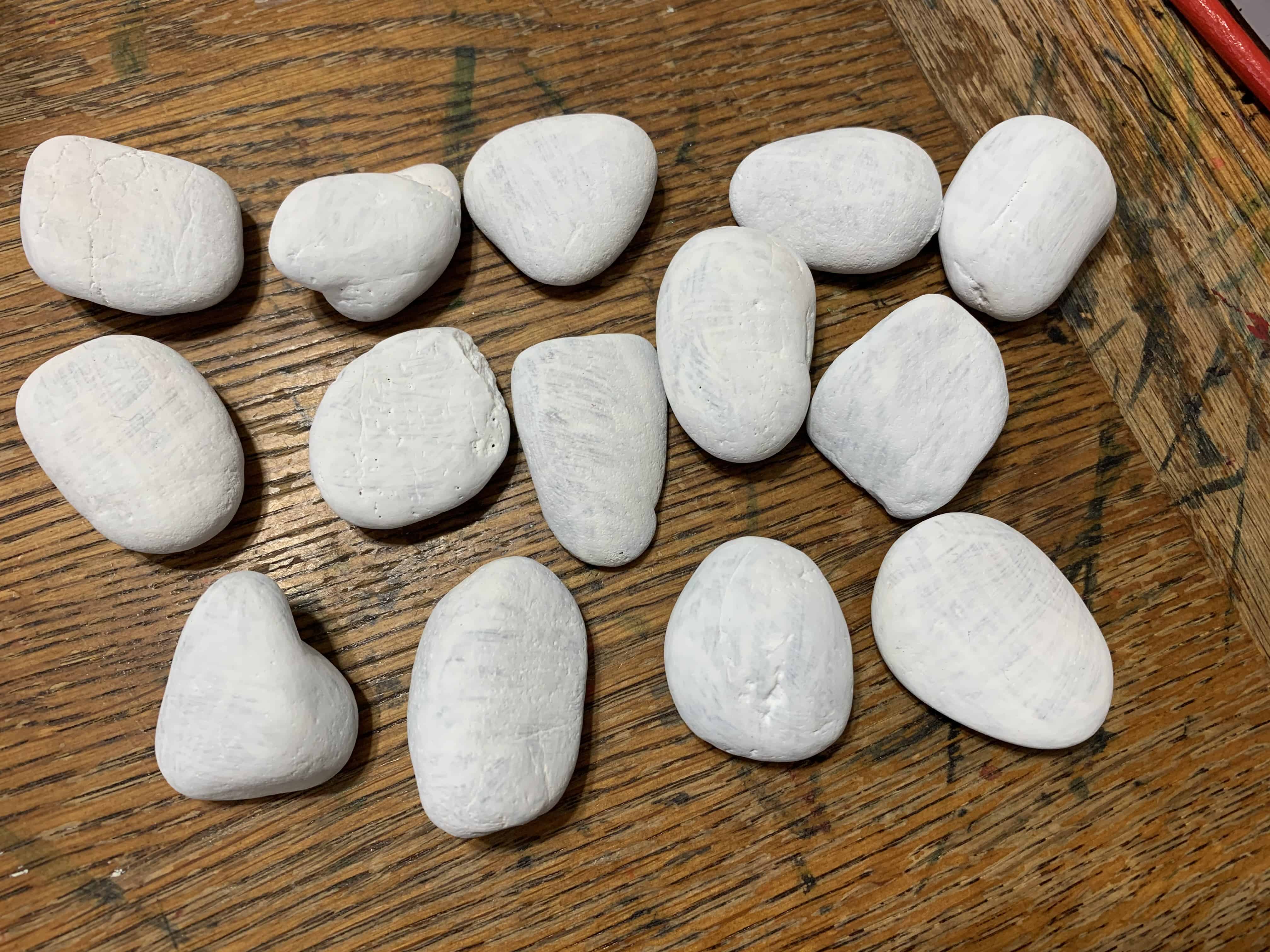 painted white stones