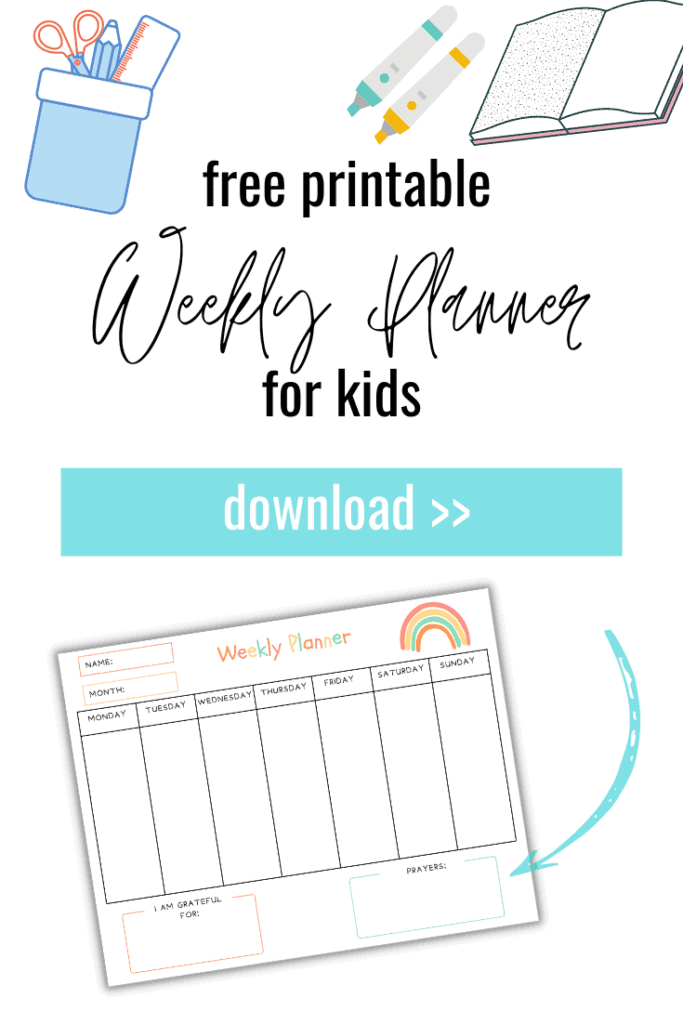 free printable weekly planner for kids