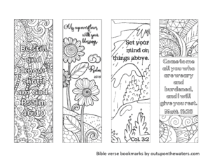 Bible Verse Coloring Bookmarks Graphic by SummerEllenDesigns