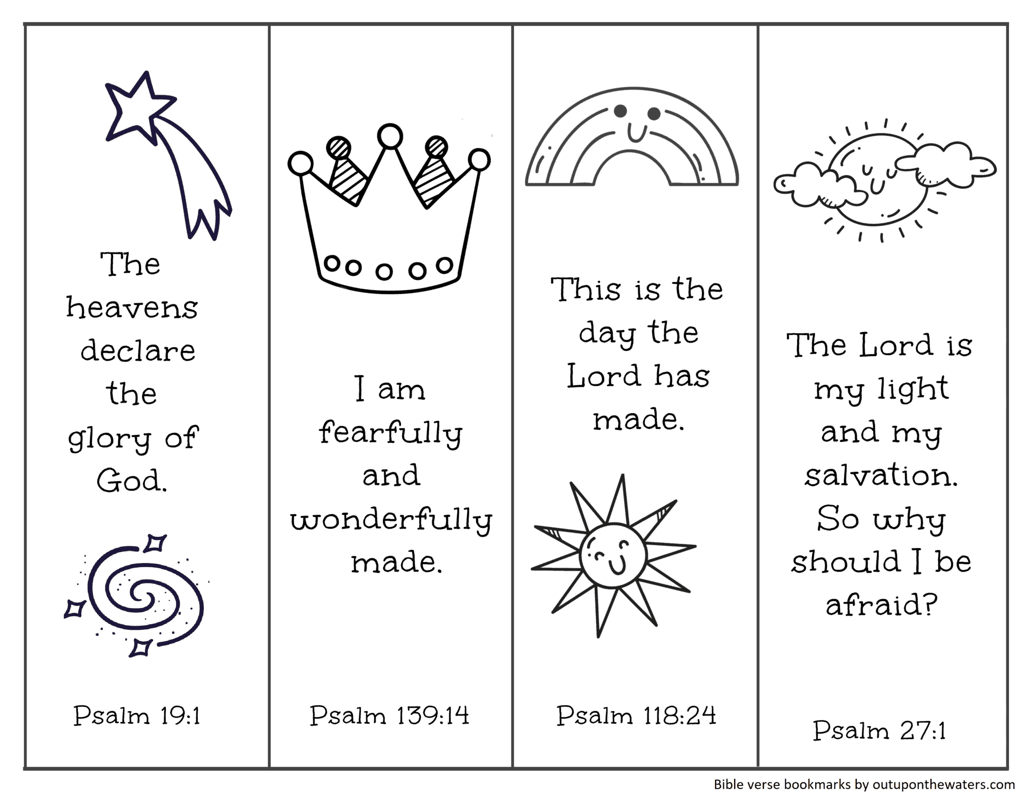 Free Printable Bible Verse Bookmarks to Color - Out Upon the Waters