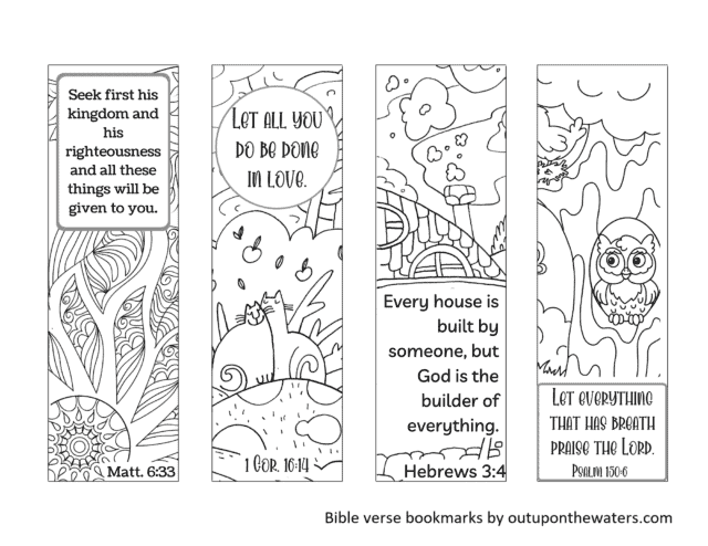 Free Printable Bible Verse Bookmarks to Color - Out Upon the Waters