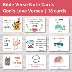 Bible verses about love Scripture cards for kids
