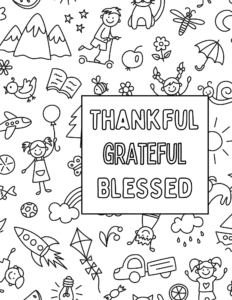 Christian gratitude coloring page - thankful grateful blessed