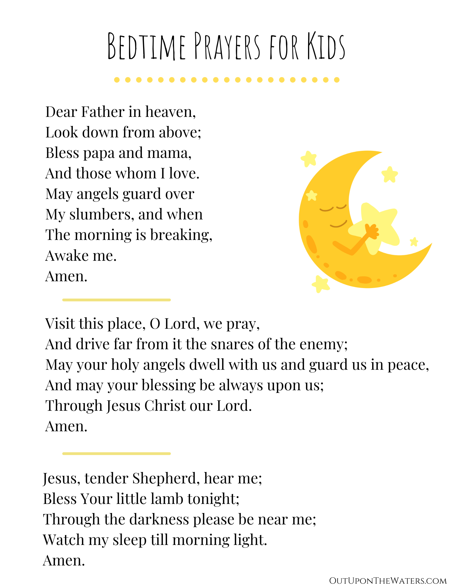 Bedtime Prayers for Kids and Families - Out Upon the Waters