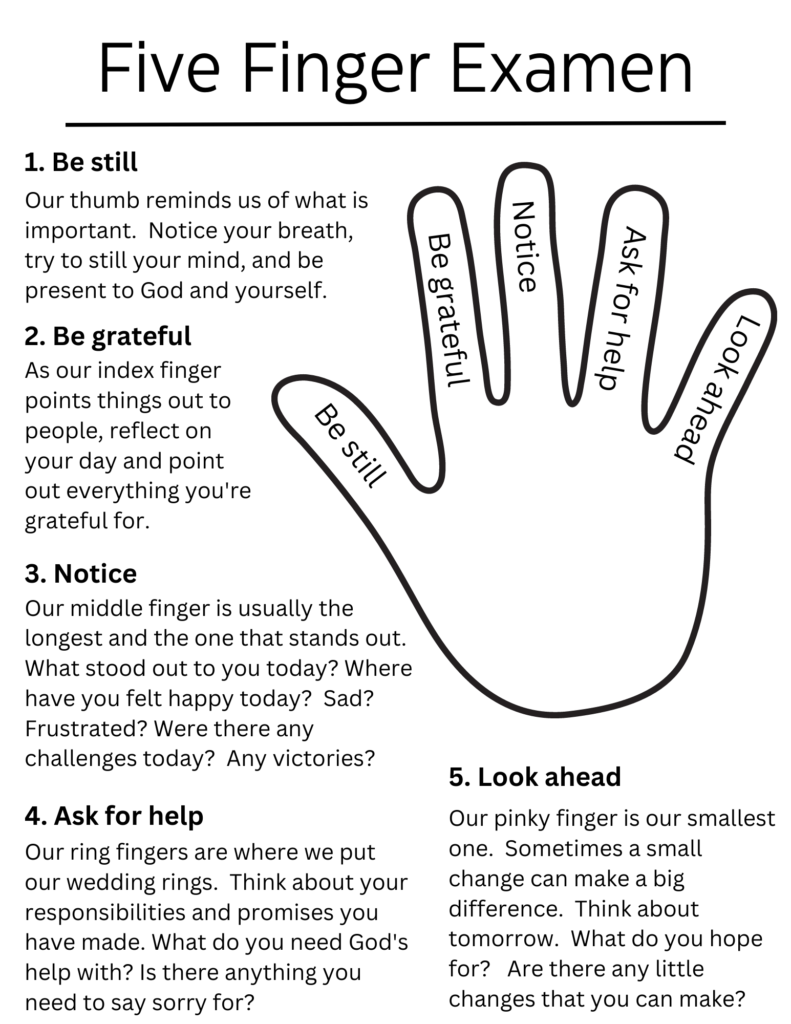Five Finger Examen Prayer Model
