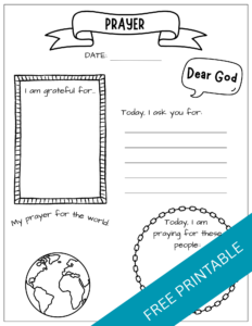 prayer journal printable for kids
