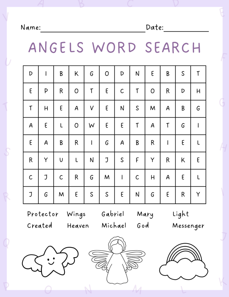 easy angel word search