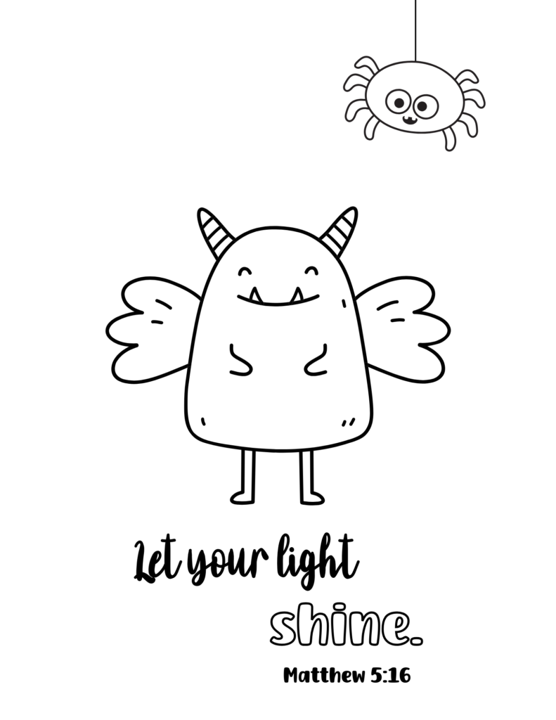 Christian Halloween coloring page: Let your light shine