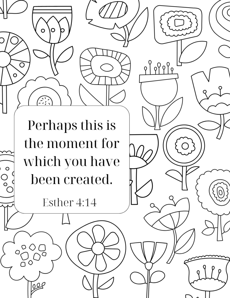 Esther 4:14 Bible verse coloring page