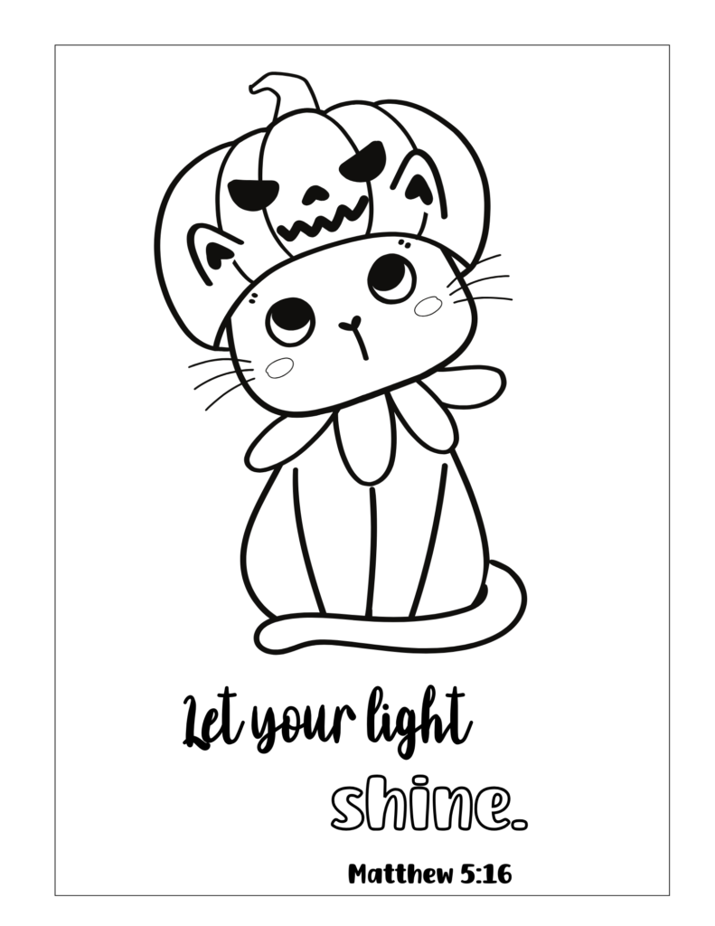 Bible verses coloring page for Halloween: Let your light shine