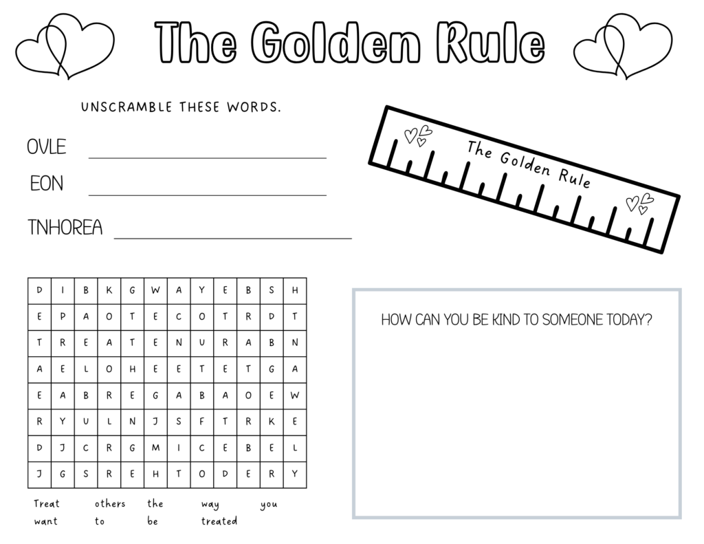 golden rule worksheet for kids