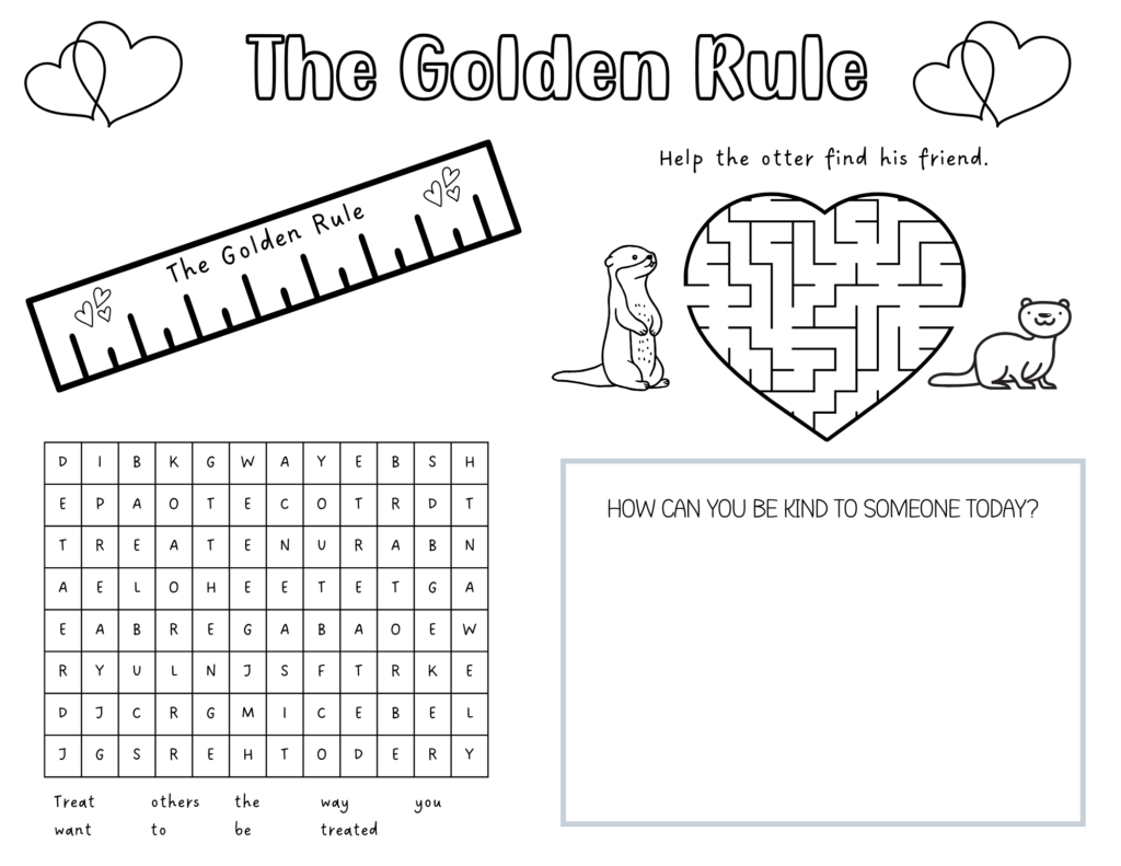 golden rule printable activity page for kids