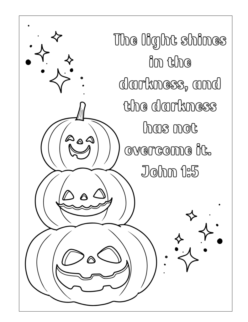 John 1:5 Christian Halloween coloring page for kids