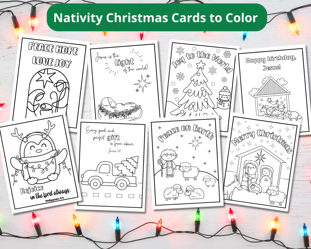 nativity Christmas cards to color