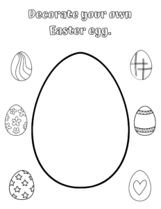Decorate your own Easter egg coloring page 