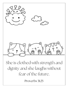 Proverbs 31 coloring page with cats