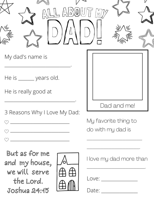 All About My Dad (Papa, Grandpa) Free Printable - Out Upon the Waters