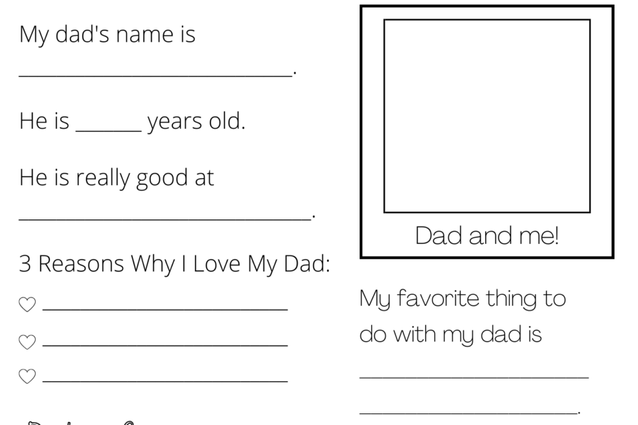 All About My Dad Papa Grandpa Free Printable Out Upon The Waters