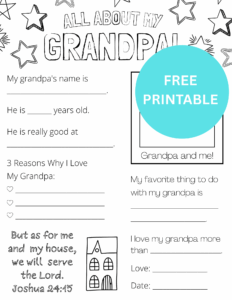 all about my Grandpa Father's Day coloring page for kids