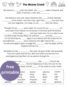 Nicene creed fill in the blanks ecumenical version