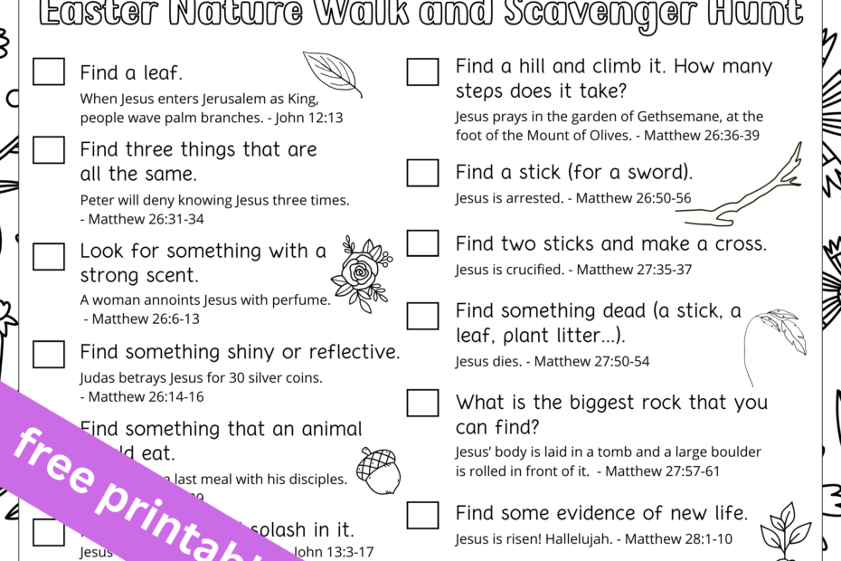 outdoor Easter scavenger hunt printable