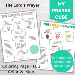 the Lord's prayer cube Bible craft for kids