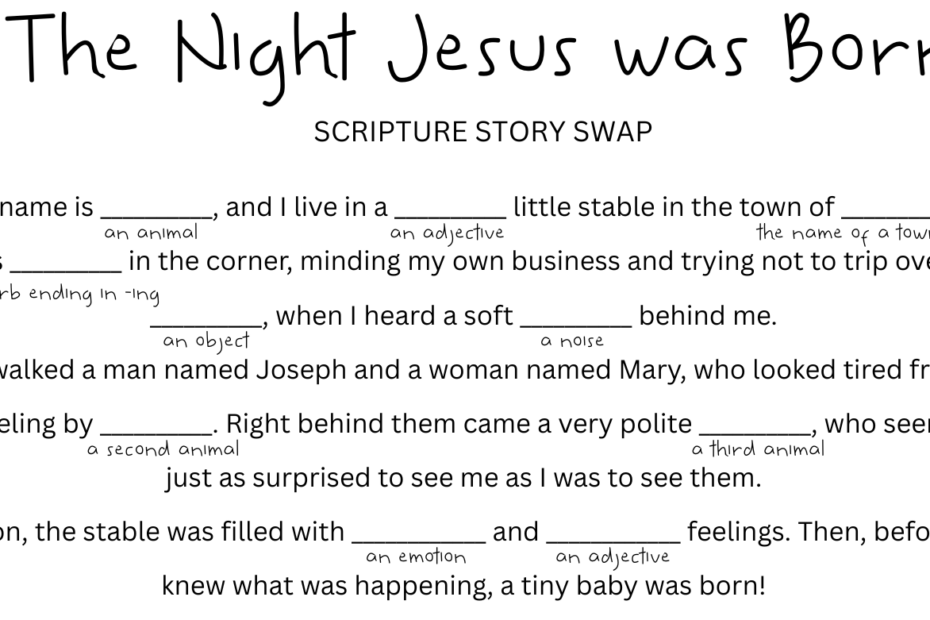 Christmas nativity mad libs game