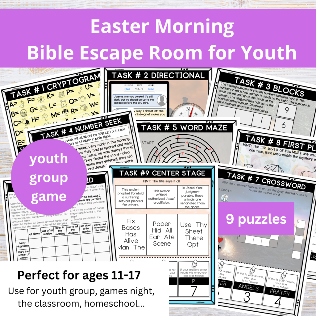 Easter morning escape room for youth: printable