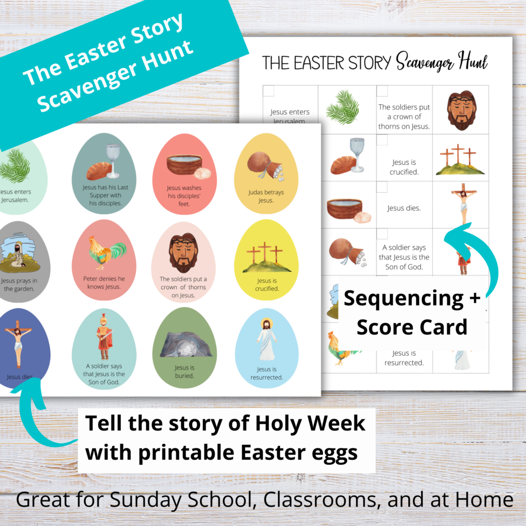 Easter story scavenger hunt cards